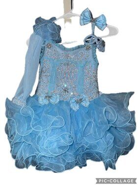 Blue girls pageant dress